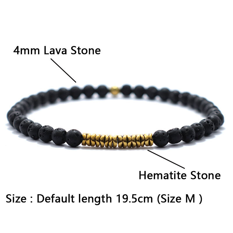 Nova muška narukvica od 4 mm, antikna zlatna boja, kamena narukvica od hematita, prirodna drvena narukvica Homme Meditation Beaded Brazalete Pulsera