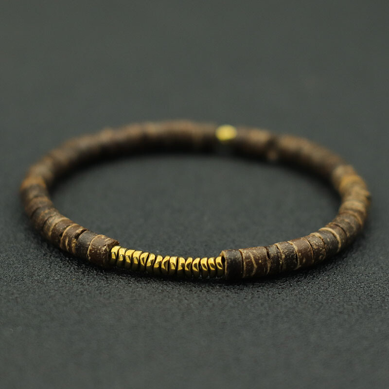 Nova muška narukvica od 4 mm, antikna zlatna boja, kamena narukvica od hematita, prirodna drvena narukvica Homme Meditation Beaded Brazalete Pulsera