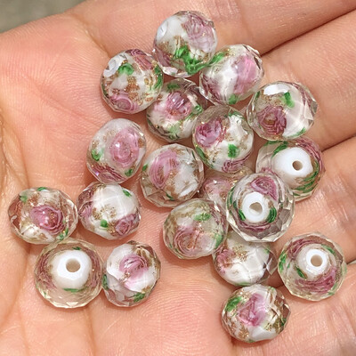 12 mm číre žlté Murano priehľadné fazetované korálky Rondelle Flower Lampwork z krištáľového skla na výrobu náramkov, doplnkov pre domácich majstrov.