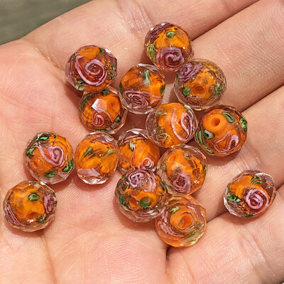 12 mm číre žlté Murano priehľadné fazetované korálky Rondelle Flower Lampwork z krištáľového skla na výrobu náramkov, doplnkov pre domácich majstrov.