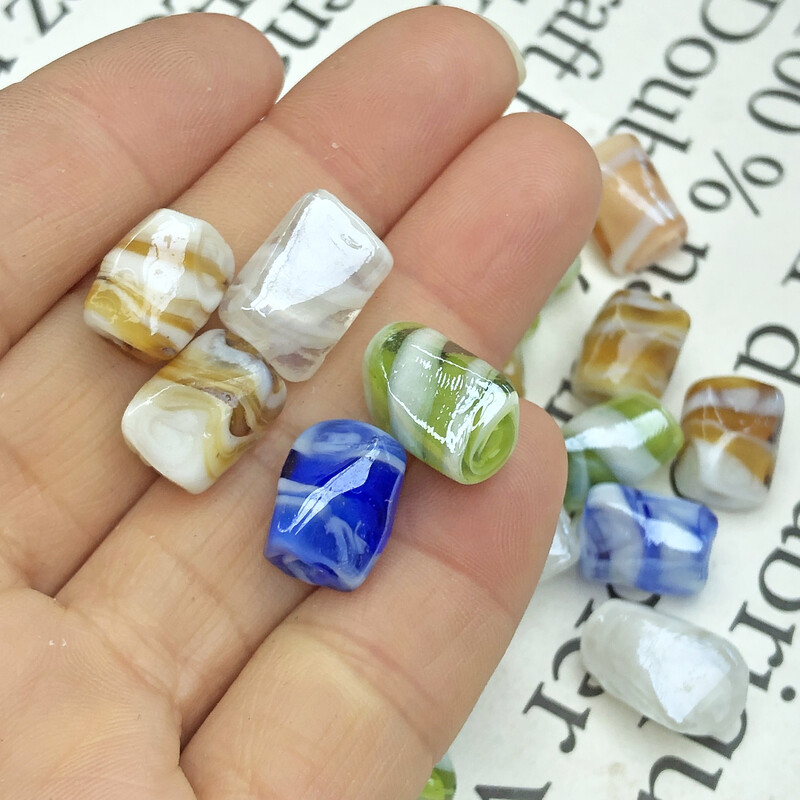 9X12MM trikampio cilindro juostelės Murano lempos stiklas, laisvai pagaminti karoliukai papuošalams gaminti pasidaryk pats auskarų apyrankės priedas