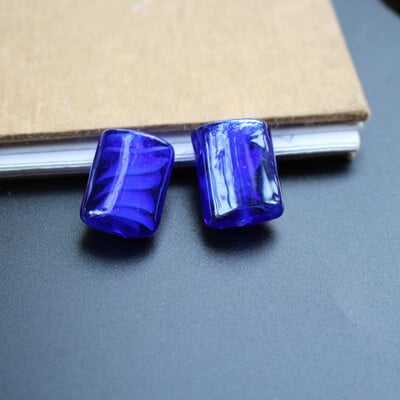 10 ks 12mm 16mm ručne vyrobené sklenené korálky v tvare lampy, kvádrové voľné korálky s vnútornými pruhmi, viacfarebné na náramky, šperky a DIY