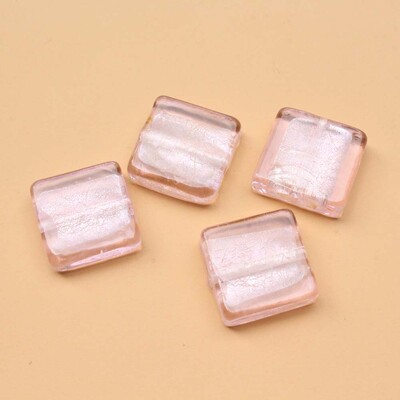 10 kom 20 mm Lampwork staklene perle kvadratne ravne folije u više boja za izradu nakita DIY Craft bijelo ružičasta mješavina