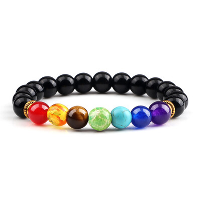 2 kom prirodnog kamena 7 Chakra Healing s perlama, podesive pletene narukvice, muškarci, 8 mm lava rastezljiva narukvica, žene Reiki Buddha nakit