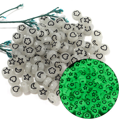 100 kom 7 mm šarene zvjezdane perle s mjesecom Svjetleće perle Razmakne perle svijetle u mraku Za izradu nakita Diy Charms Narukvica Ogrlica