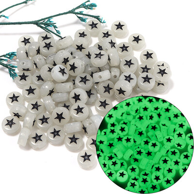 100 kom 7 mm šarene zvjezdane perle s mjesecom Svjetleće perle Razmakne perle svijetle u mraku Za izradu nakita Diy Charms Narukvica Ogrlica