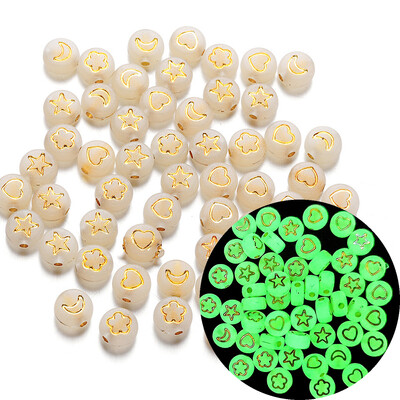 100 kom 7 mm šarene zvjezdane perle s mjesecom Svjetleće perle Razmakne perle svijetle u mraku Za izradu nakita Diy Charms Narukvica Ogrlica