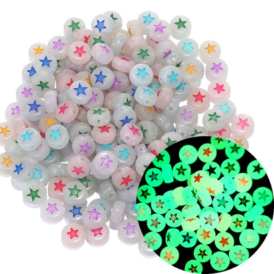 100 kom 7 mm šarene zvjezdane perle s mjesecom Svjetleće perle Razmakne perle svijetle u mraku Za izradu nakita Diy Charms Narukvica Ogrlica