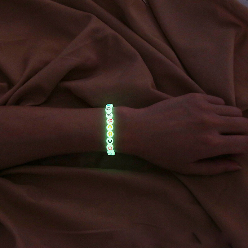 100 kom 7 mm šarene zvjezdane perle s mjesecom Svjetleće perle Razmakne perle svijetle u mraku Za izradu nakita Diy Charms Narukvica Ogrlica