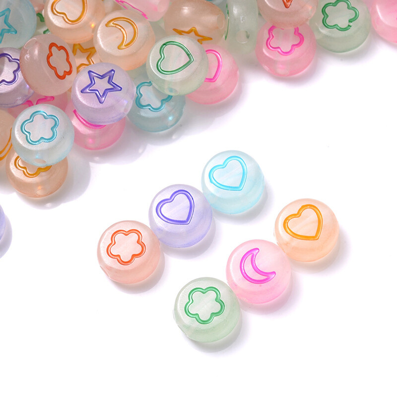 100 kom 7 mm šarene zvjezdane perle s mjesecom Svjetleće perle Razmakne perle svijetle u mraku Za izradu nakita Diy Charms Narukvica Ogrlica