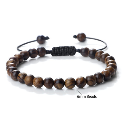 6/8/10 mm Budistička ručno izrađena drvena perla Pletena narukvica Molitva Crno ružino drvo Okrugle narukvice Žene Muškarci Nakit Želja Meditacija