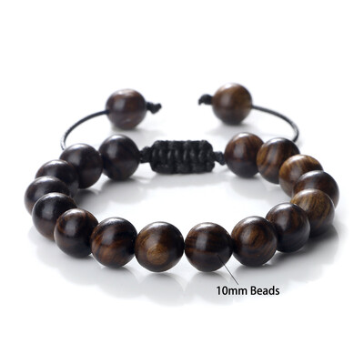 6/8/10 mm Budistička ručno izrađena drvena perla Pletena narukvica Molitva Crno ružino drvo Okrugle narukvice Žene Muškarci Nakit Želja Meditacija