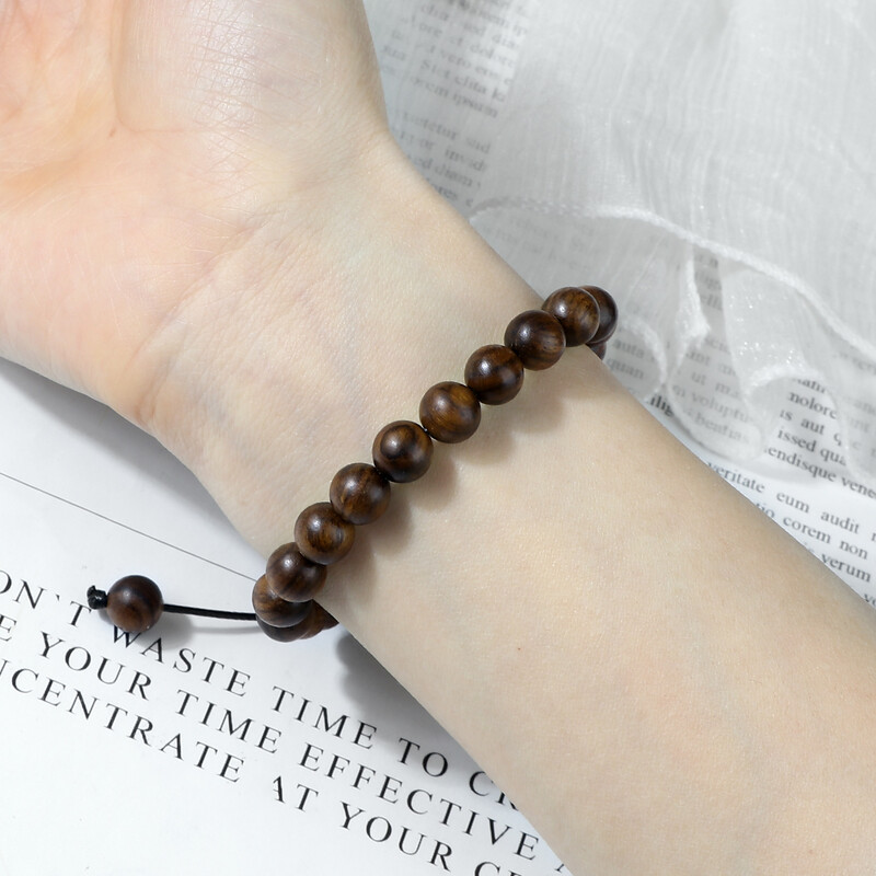 6/8/10 mm Budistička ručno izrađena drvena perla Pletena narukvica Molitva Crno ružino drvo Okrugle narukvice Žene Muškarci Nakit Želja Meditacija