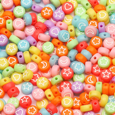 100 komada akrilnih perli s mješovitim uzorkom, ravnih okruglih labavih odstojnih perli za ručni rad Diy Izrada nakita Narukvice Dodaci za ogrlice