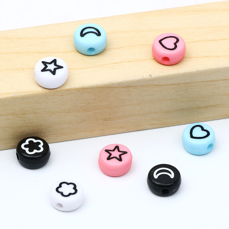 100 komada akrilnih perli s mješovitim uzorkom, ravnih okruglih labavih odstojnih perli za ručni rad Diy Izrada nakita Narukvice Dodaci za ogrlice