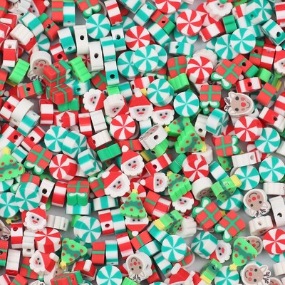 50 ks 9~11 mm zmiešané farebné polymérové hliny DIY vianočné voľné korálky rozpera na výrobu náramkov, náhrdelníkov, dámskych šperkov a doplnkov