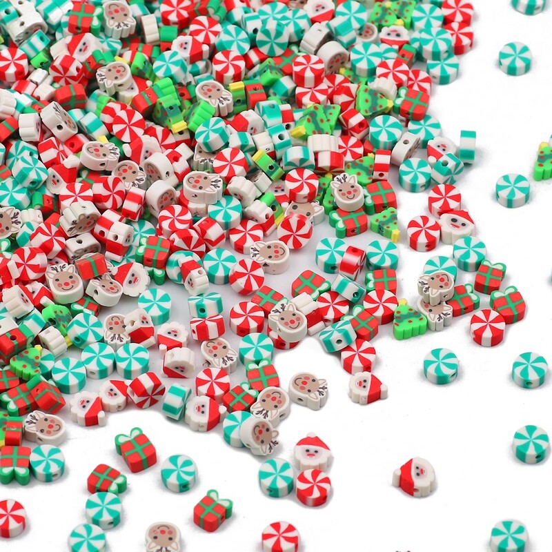 50 ks 9~11 mm zmiešané farebné polymérové hliny DIY vianočné voľné korálky rozpera na výrobu náramkov, náhrdelníkov, dámskych šperkov a doplnkov
