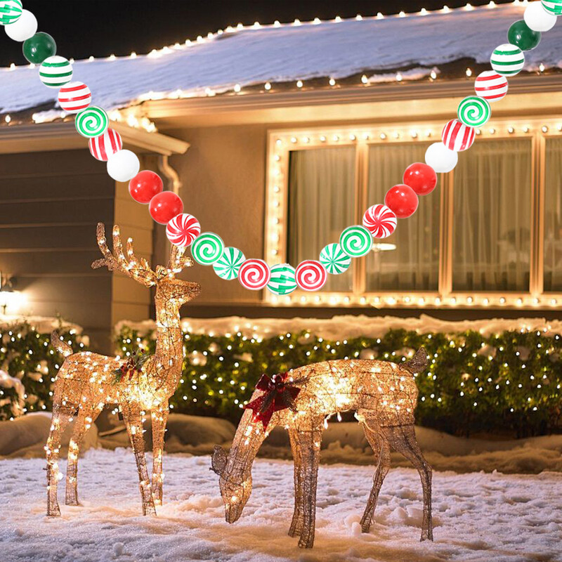 iYOE 20db 16mm cukorka mintás piros zöld csíkok egyszínű távtartó fa gyöngyök ékszerekhez karácsonyi nyaklánc karkötő