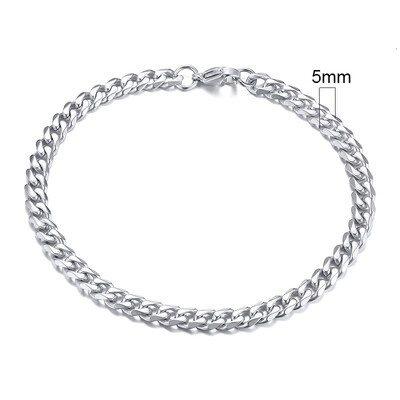 Pánske jednoduché náramky Vnox z nehrdzavejúcej ocele s kubánskou retiazkou s rozmermi 3-11 mm pre ženy, unisex, šperky na zápästie, darčeky