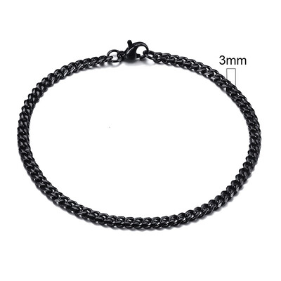 Pánske jednoduché náramky Vnox z nehrdzavejúcej ocele s kubánskou retiazkou s rozmermi 3-11 mm pre ženy, unisex, šperky na zápästie, darčeky