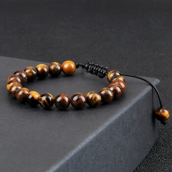 Βραχιόλι Tiger Eye Stone Beads 8mm Βραχιόλια με ρυθμιζόμενο πλεκτό σχοινί Βραχιόλια Natural Lava Rock Ανδρικά Γυναικεία Yoga Healing Balance βραχιόλια