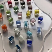 4 ks glazúrované sklenené priehľadné malé štvorcové cukríkové korálky, šperky, DIY výroba, potreby na náhrdelník, náramok, materiál, príslušenstvo