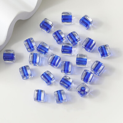 4 ks glazúrované sklenené priehľadné malé štvorcové cukríkové korálky, šperky, DIY výroba, potreby na náhrdelník, náramok, materiál, príslušenstvo