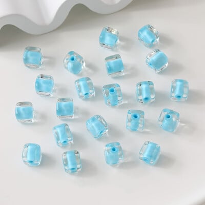4 ks glazúrované sklenené priehľadné malé štvorcové cukríkové korálky, šperky, DIY výroba, potreby na náhrdelník, náramok, materiál, príslušenstvo