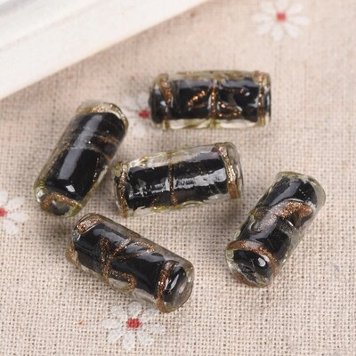5 ks 22x10mm valcové ručne vyrobené fóliové korálky z lampworkového skla na výrobu šperkov, remeselné nálezy