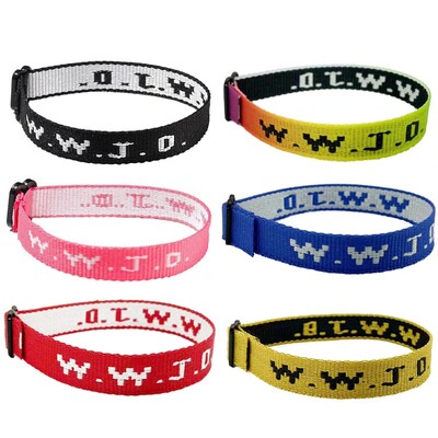 Színes Friendship Band Jacquard szalag karkötő Univerzális WWJD karkötő állítható kiállítási csuklópánt férfiaknak és nőknek