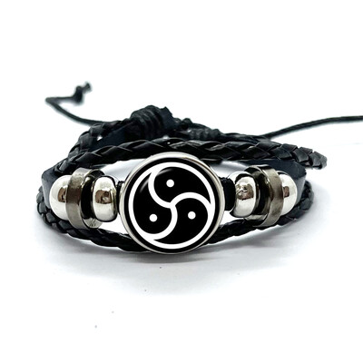 Bdsm Triskelion szimbólum mintás bőr karkötők üvegkupola pattintható gombos karkötő és karkötők divat női férfi ékszerek
