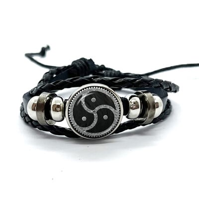 Bdsm Triskelion simbolio rašto odinės apyrankės, stiklo kupolas, apyrankės ir apyrankės, madingi moteriški vyriški papuošalai