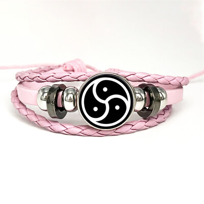 Bdsm Triskelion simbolio rašto odinės apyrankės, stiklo kupolas, apyrankės ir apyrankės, madingi moteriški vyriški papuošalai