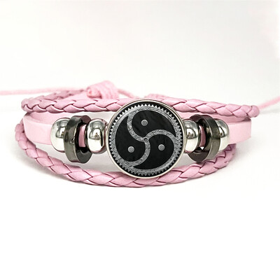 Bdsm Triskelion simbolio rašto odinės apyrankės, stiklo kupolas, apyrankės ir apyrankės, madingi moteriški vyriški papuošalai