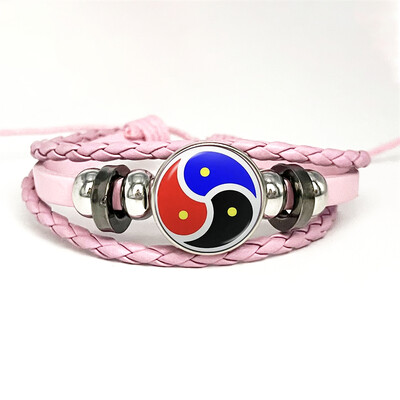 Bdsm Triskelion simbolio rašto odinės apyrankės, stiklo kupolas, apyrankės ir apyrankės, madingi moteriški vyriški papuošalai