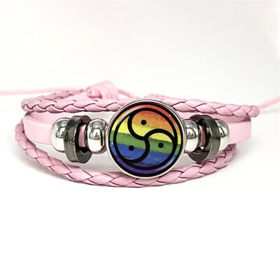 Bdsm Triskelion simbolio rašto odinės apyrankės, stiklo kupolas, apyrankės ir apyrankės, madingi moteriški vyriški papuošalai