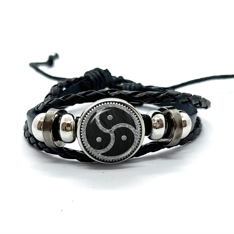 Bdsm Triskelion simbolio rašto odinės apyrankės, stiklo kupolas, apyrankės ir apyrankės, madingi moteriški vyriški papuošalai