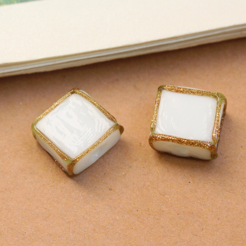 Vintage 12mm Lampwork staklene perle Kvadratna perla Crvena Bijela Crna Mješovita za Naušnice Narukvica Ogrlica Izrada nakita Privjesci DIY Acce