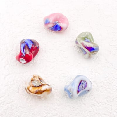 5 db 20 mm-es szabálytalan spirális kerámiagyöngyök ékszerekhez Barkácsolás színátmenet színessé tétele