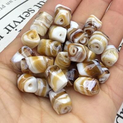 Trokutasti cilindar Smeđe pruge Murano Lampwork staklene perle za rukotvorine za izradu nakita Diy Naušnice Narukvice Dodaci