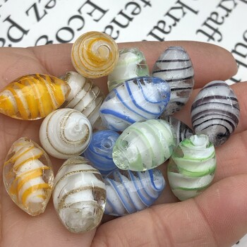 11x18mm Murano Οβάλ Σχήμα ρίγες Clear Lampwork Crystal Glass Crafts Beads for Jewelry Making Diy Bracelet Accessories Findings