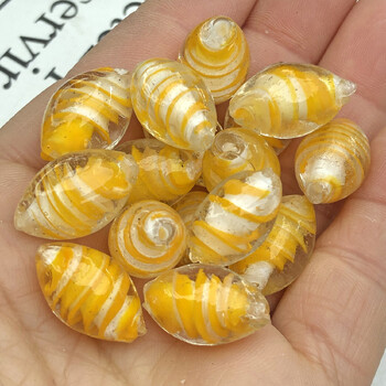 11x18mm Murano Οβάλ Σχήμα ρίγες Clear Lampwork Crystal Glass Crafts Beads for Jewelry Making Diy Bracelet Accessories Findings