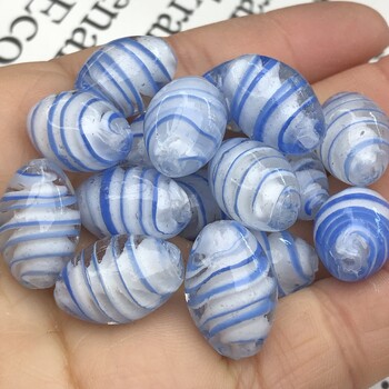 11x18mm Murano Οβάλ Σχήμα ρίγες Clear Lampwork Crystal Glass Crafts Beads for Jewelry Making Diy Bracelet Accessories Findings