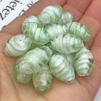 11x18mm Murano Οβάλ Σχήμα ρίγες Clear Lampwork Crystal Glass Crafts Beads for Jewelry Making Diy Bracelet Accessories Findings