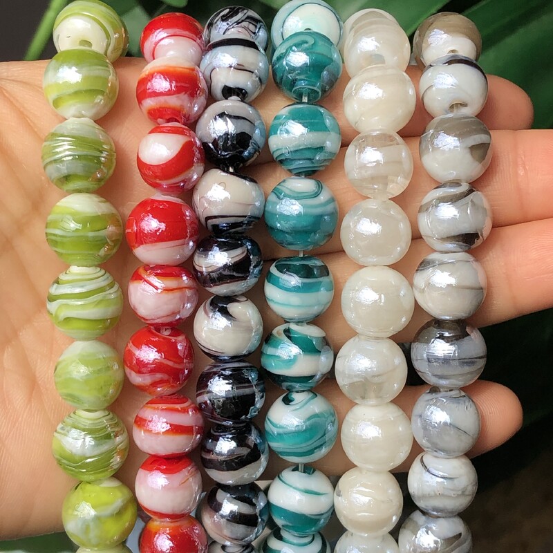 12 mm-es fehér fekete csíkos lámpatest cukorka nagy muránói kristályüveg kerek csiszolt gyöngyök ékszerkészítéshez, barkácsoláshoz fülbevaló kiegészítők