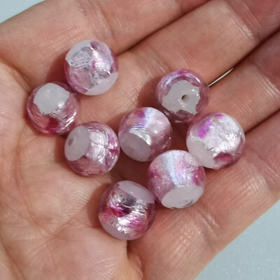 Okrugli oblik 8 mm 10 mm 12 mm šarene folije ručno rađene Lampwork staklene labave perle za izradu nakita DIY rukotvorine