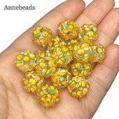 Mărgele distanțare din sticlă, cu flori galbene de Murano mari, de 12 mm, pentru realizarea de bijuterii, bricolaj, brățară, colier, cercei, accesorii