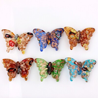 Veleprodajna ogrlica od 6 komada ručno rađenog murano lampwork stakla u kombinaciji boja leptir privjeska Vrući poklon za Dan zahvalnosti P0038