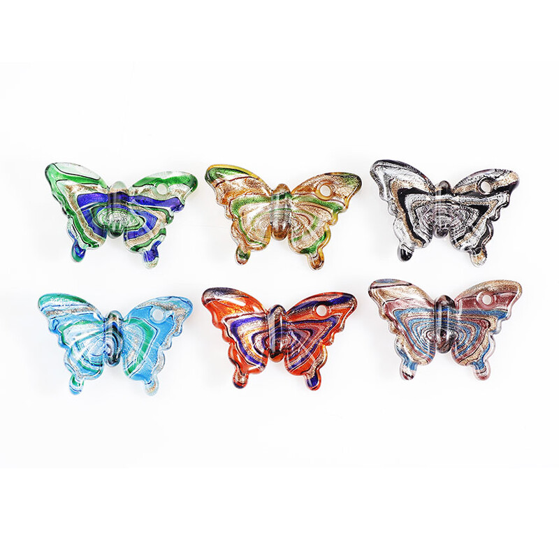 Veleprodajna ogrlica od 6 komada ručno rađenog murano lampwork stakla u kombinaciji boja leptir privjeska Vrući poklon za Dan zahvalnosti P0038