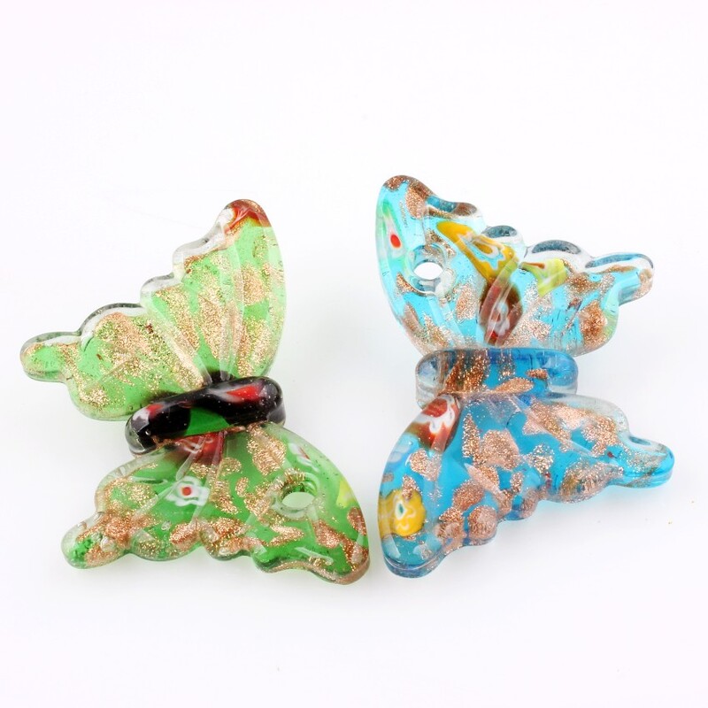 Veleprodajna ogrlica od 6 komada ručno rađenog murano lampwork stakla u kombinaciji boja leptir privjeska Vrući poklon za Dan zahvalnosti P0038